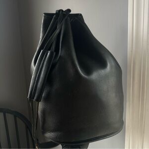 Vintage Coach Black Leather The Sling Bag Drawstring Bucket Bag 9929